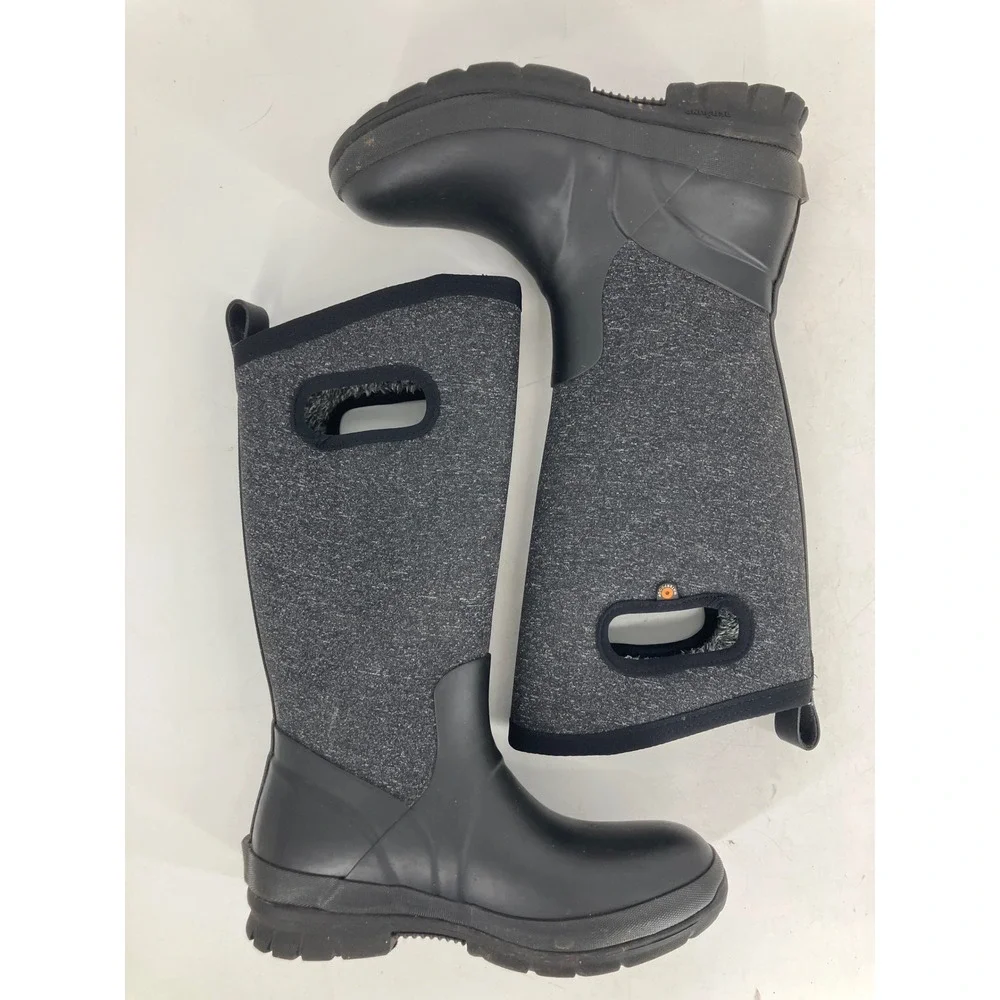 Bogs Crandall Tall Boots Womens 6 Black Charcoal Excellent Waterproof Insulated